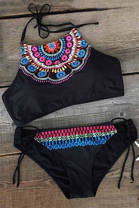 Mesmerize You Printing Halter Bikini Set