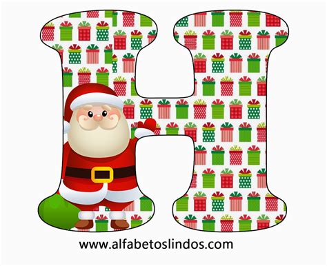 Alfabeto Decorativo De Natal Papai Noel Lindo Alfabetos Lindos