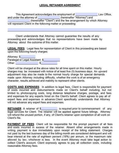 Retainer Agreement Template Pics Infortant Document