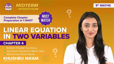 Linear Equations In Two Variables Class Maths Midterm Marathon