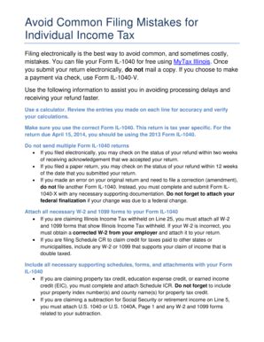 Fillable Online Tax Illinois Avoid Common Filing Mistakes For