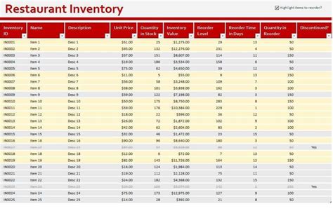 excel home inventory template excel templates