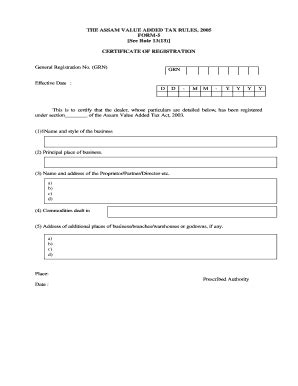 Fillable Online The Assam Value Added Tax Rules Form See Rule