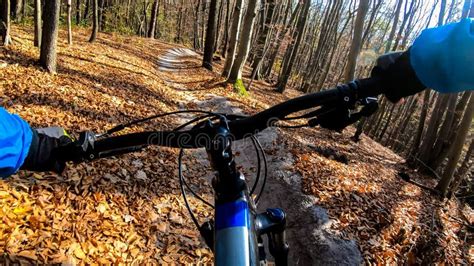 Amateur Rider On The Enduro Bike Riding On The Trail In The Autumn Season Stock Image Image Of