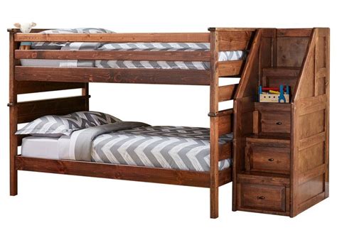 Catalina Chestnut Full Bunk Bed With Staircase Loft Bunk Beds Bunks