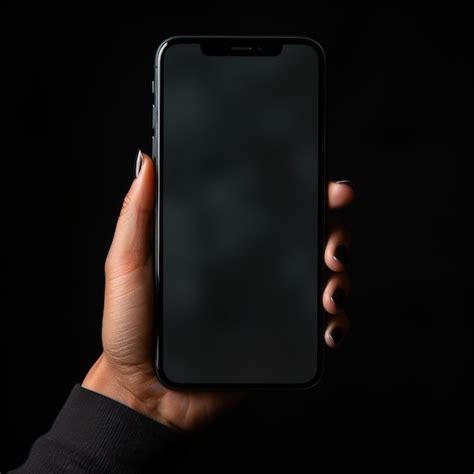 Premium Photo Woman Hand Holding The Black Smartphone With White Screen