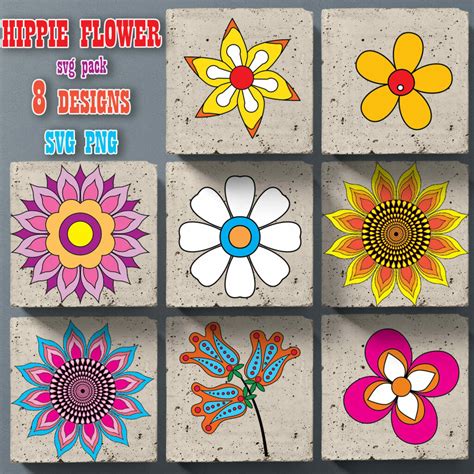 Hippie Flower Svg T Shirt Designs Bundle Masterbundles