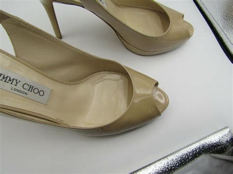 JIMMY CHOO NOVA PATENT LEATHER NUDE HEELS SIZE 41 5 1 Gem