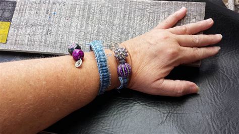 Upcycled One Of A Kind Wrap Denim And Bead Bracelet By Couturetoo