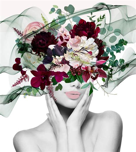 Woman Floral Portrait Flower Head Woman Canvas Print Sexy Wall Art Heavenly Perfection