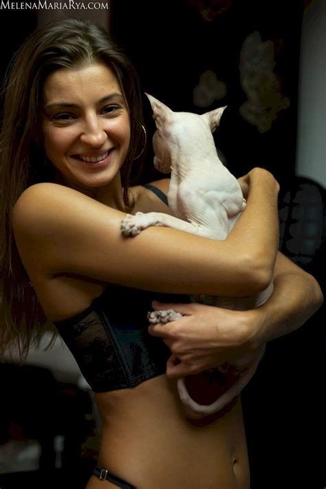 Melena Maria Rya Showing Her Cat While Posing In Black Lingerie 15 Photos