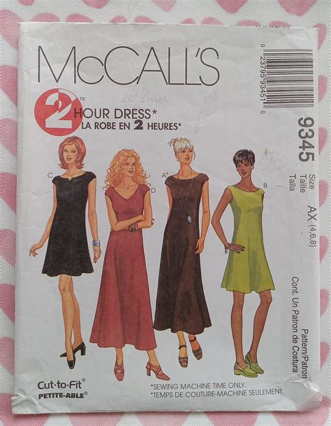 Vintage Mccalls Hour Dress Pattern Wounded Bird Etsy