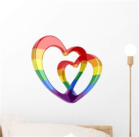 Intertwining Rainbow Hearts Wall Decal Wallmonkeys Peel And Stick