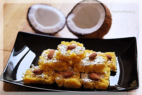 Coconut Barfi Nariyal Ke Barfi Your Food Fantasy