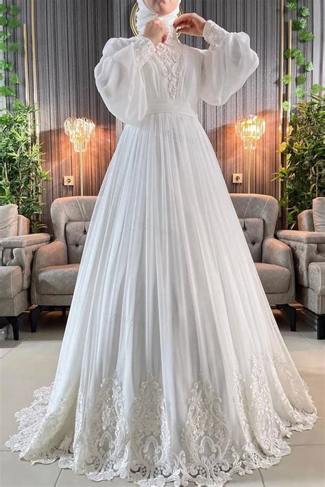 Elegant Lace Muslim Wedding Dresses 2023 Dubai Arabic Tanya Bridal