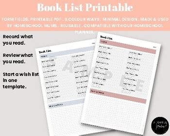 Booklist Template/Homeschool Planning Insert. by A Joyful Maker | TPT