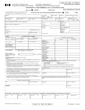 Fillable Online ISED ISDE1217E RECIPIENT S CLAIM SUMMARY And Or