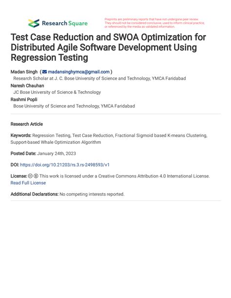 Pdf Test Case Reduction And Swoa Optimization For Distributed Agile