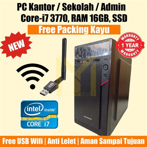 Jual PC Rakitan Kantor Core I7 3770 RAM 16GB SSD HDD CPU Komputer