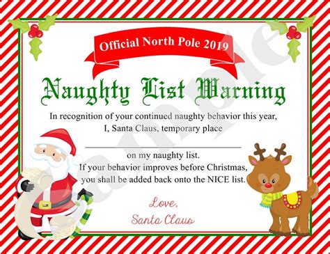 Santas Naughty And Nice List Free Template