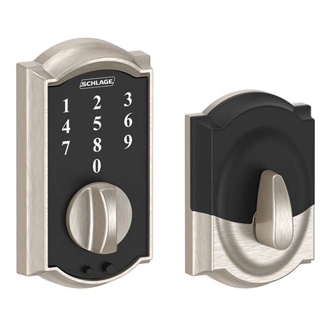 Shop Schlage Touch Camelot Satin Nickel Touchscreen Electronic Entry Door Deadbolt with Keypad ...