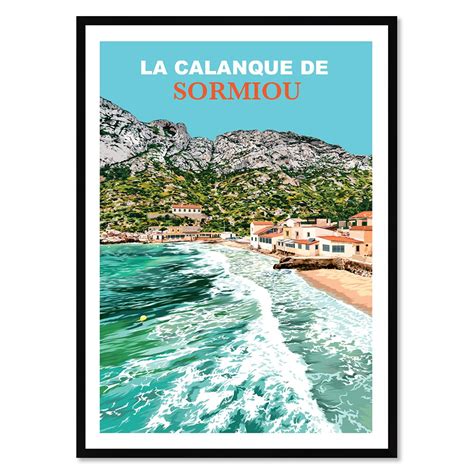 La Calanque de Sormiou Poster affiche image encadrée Cadr Aven