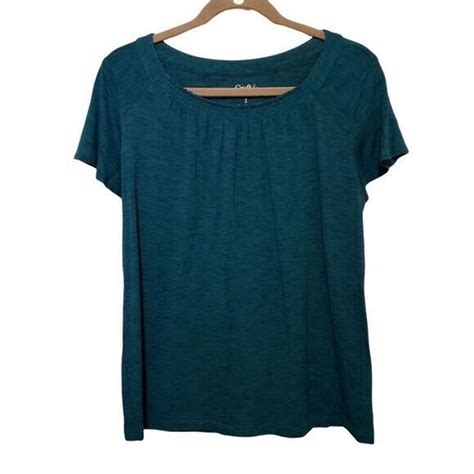 Croft And Barrow Womens Sz S Blue Solid Short Sleeve Blouse Ebay