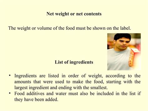 Nutritional Labeling Of Food Products Ppt