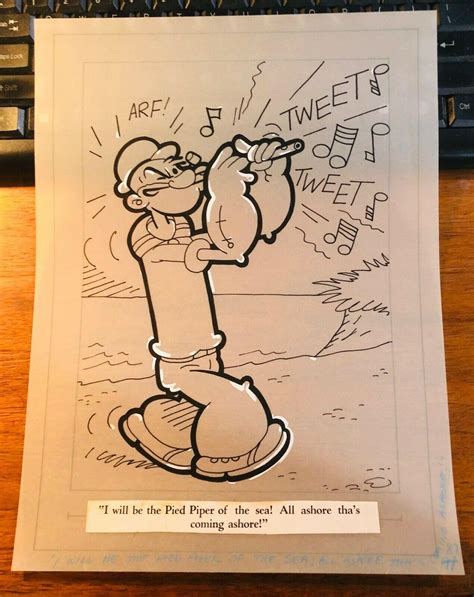 Popeye Coloring Book Original Artwork Design Pencil Ink Animation Comic