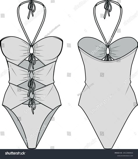 Crossed Front Bikini Flat Sketch Over Royalty Free Licensable Stock Vectors Vector Art