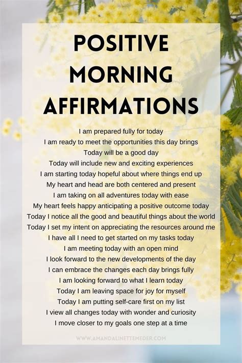 Positive Morning Affirmations Amanda Linette Meder Morning