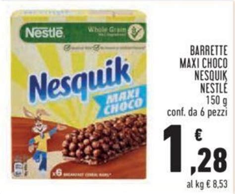 Nestlé Nesquik Barrette Maxi Choco 150 g 6 pezzi offerta di Conad