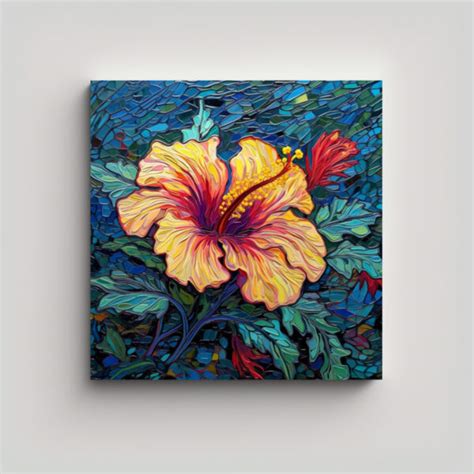 Cuadro Decorativo Estilo Van Gogh Pintura Hibiscus Arte Moderno