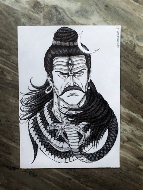 Angry Lord Shiva Pencil Sketch