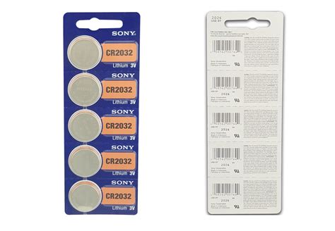 SONY CR2032 3V Lithium Button Cell Pack 5 Batteries Per Pack