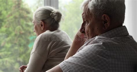 Sad Retired Male Ponder On Reconciliation With Wife After Quarrel Stock