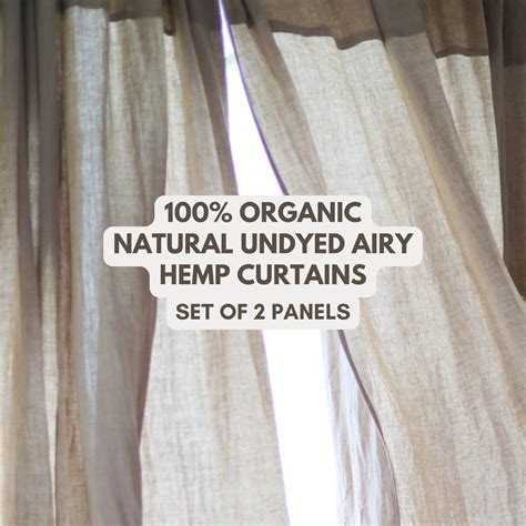 Organic Natural Hemp Curtains Soft And Airy Sheer Hemp Drapes Set Of 2