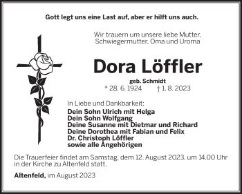 Traueranzeigen von Dora Löffler franken gedenkt de