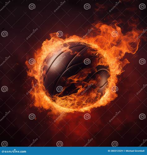 Basketball in Flames Created with Generative AI Stock Illustration ...