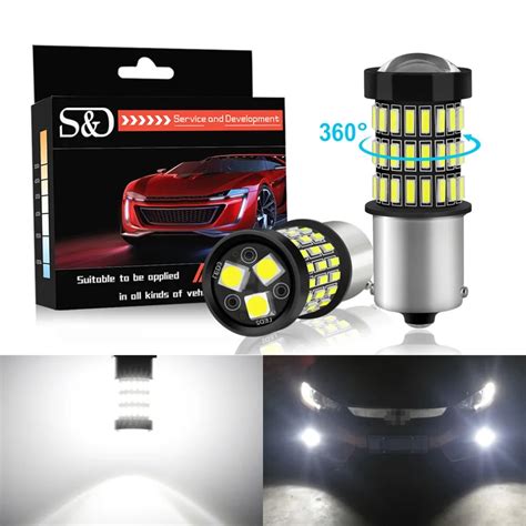 S&D 2pcs 1156 BA15S P21W LED BAU15S PY21W LED Bulb R5W R10W 12V White ...