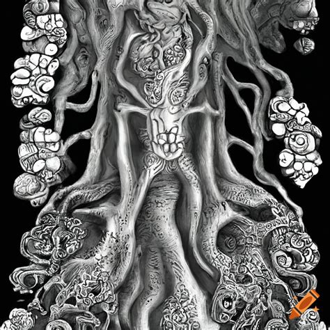 Black And White Mayan Tree Of Life With Hieroglyphs On Craiyon