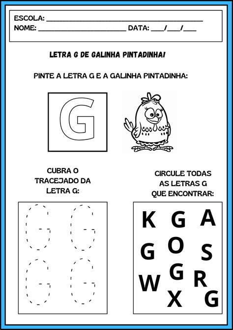 Atividade letra G educação infantil em 2025 | Atividades letra e