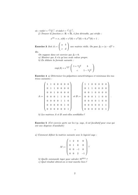 SOLUTION 7 Examens Corriges Algebre Lineare Diagonalisation