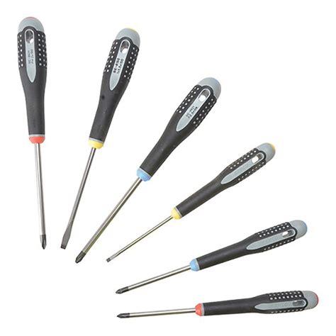 Bahco Ergo Screwdriver Set 6 Piece Slotted Phillips Pozidrive Be 9886 Lands Engineers