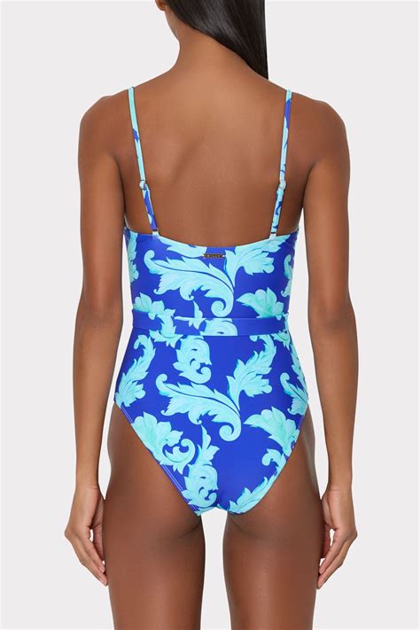 Canopee Belted One Piece in Blue Multi | MILLY