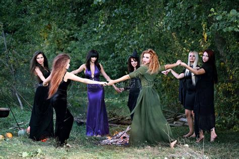 Witches Dancing In The Forest Stock Photo Image Of Gothic Female