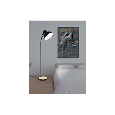 Eglo Lighting 43166 Lubenham Single Light Floor Lamp In Wood Black And