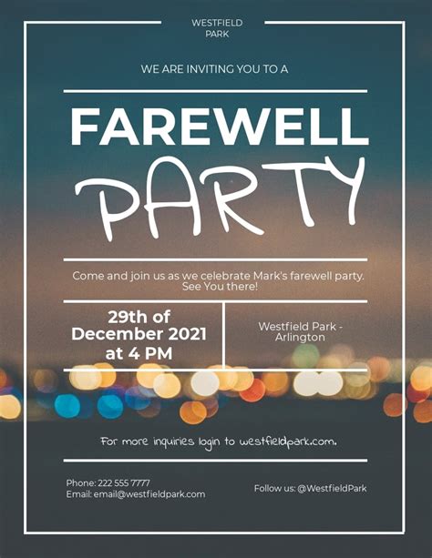 Free Editable Farewell Invitation Template