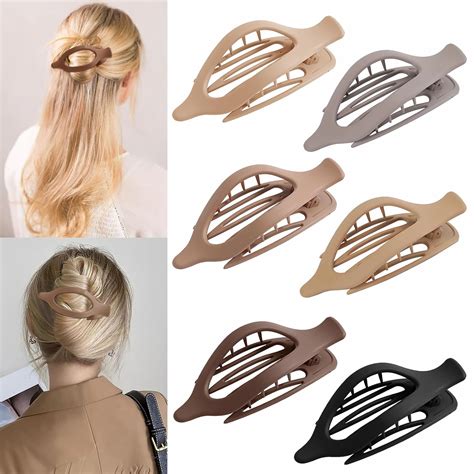 6 Packs Hair Clips French Concord Flat Hair Clips Curved Claw Clips For Women