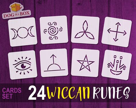 Wiccan Runes Stencils 24 Individual Cards Wiccan Stencil Etsy